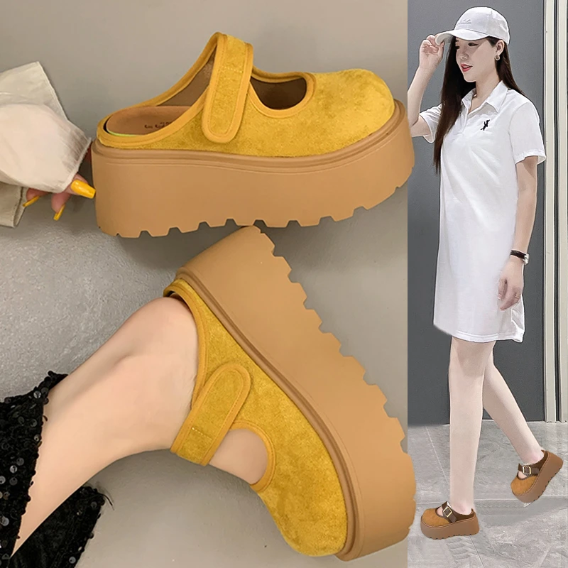 厚底增高勃肯鞋女2025新款外穿玛丽珍凉拖夏季一脚蹬包头半拖鞋女