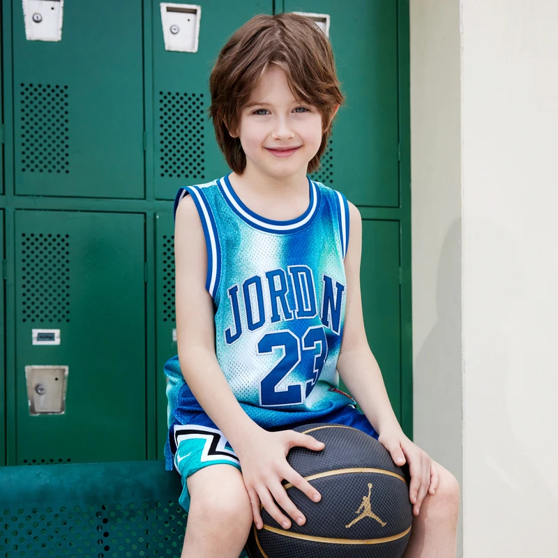 【耐克奥莱】AIR JORDAN儿童男童装夏季篮球服中大童休闲背心训练服