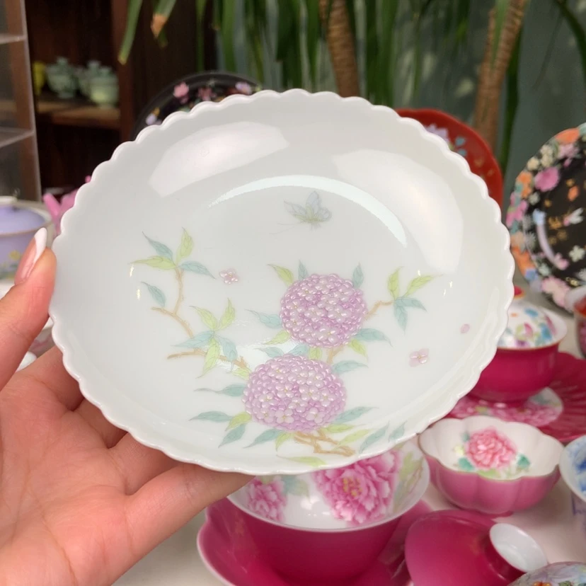 【闪购商品】绣球花壶承手工手绘孤清