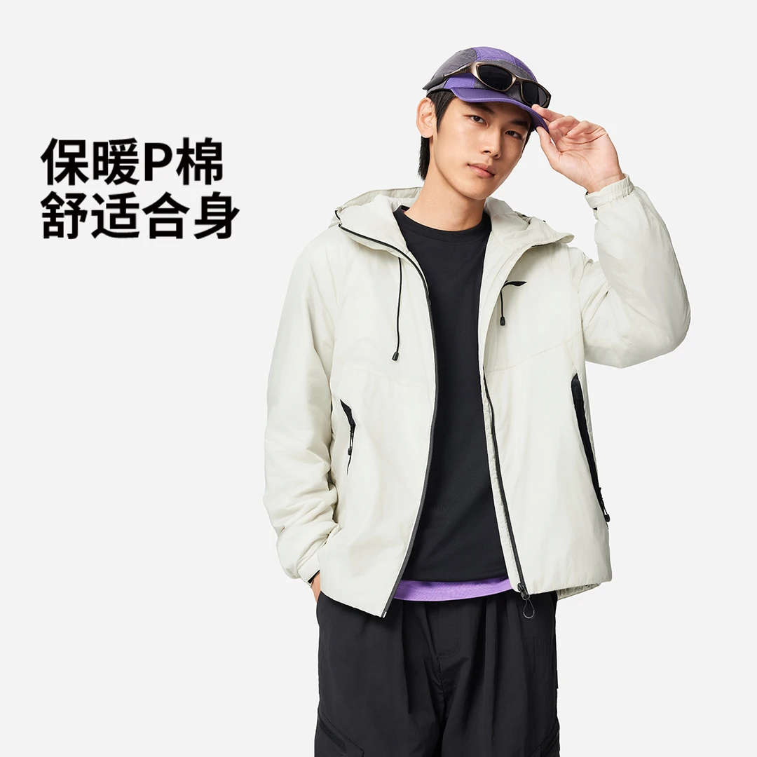 R李宁棉服男子秋冬锁温保暖舒适宽松连帽休闲短款运动服AJMV257
