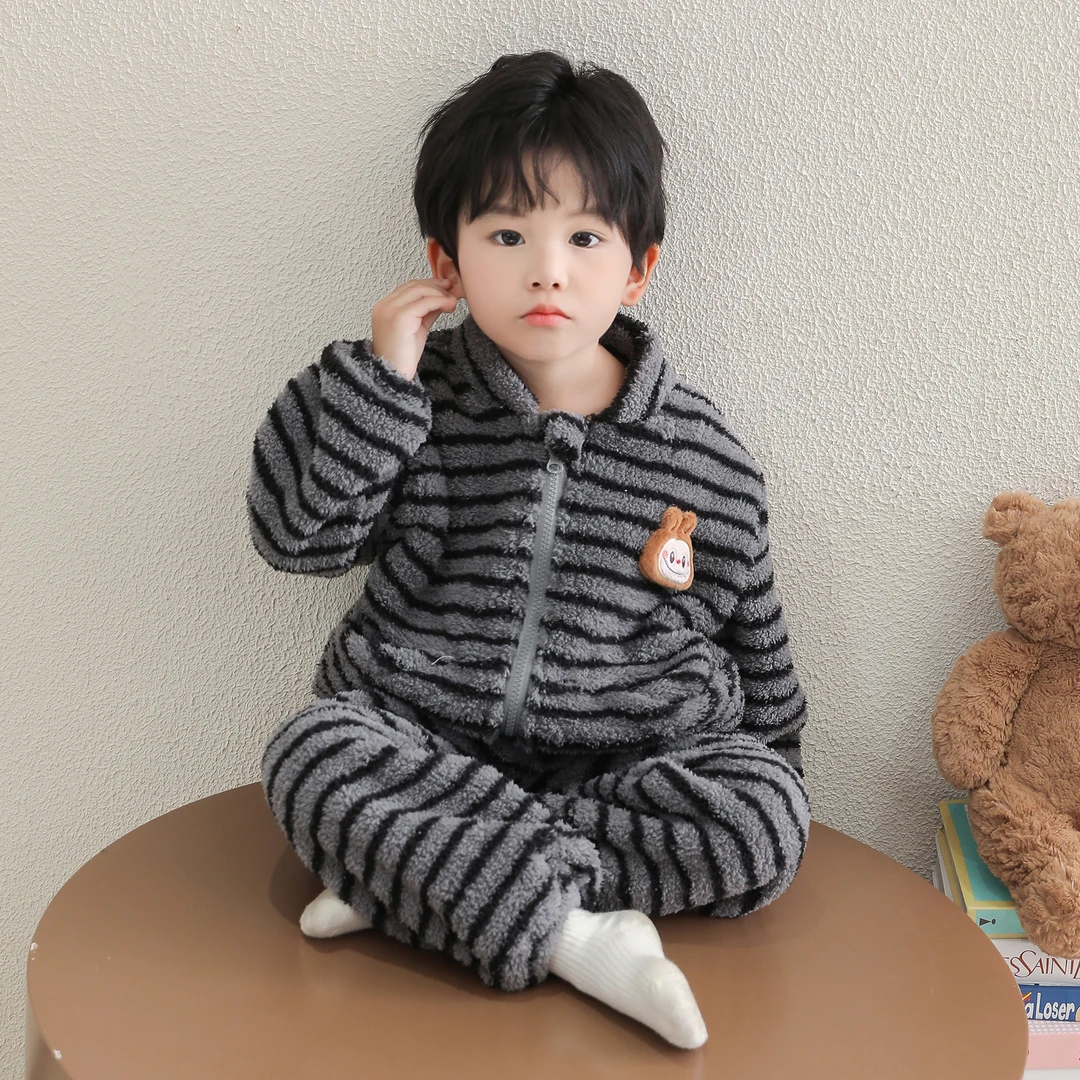 男童秋冬装睡衣套装珊瑚绒秋冬季加厚2025新款男孩宝宝儿童家居服