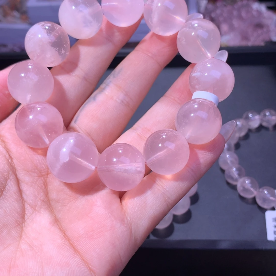 我***！未镶嵌手串水晶粉雪花