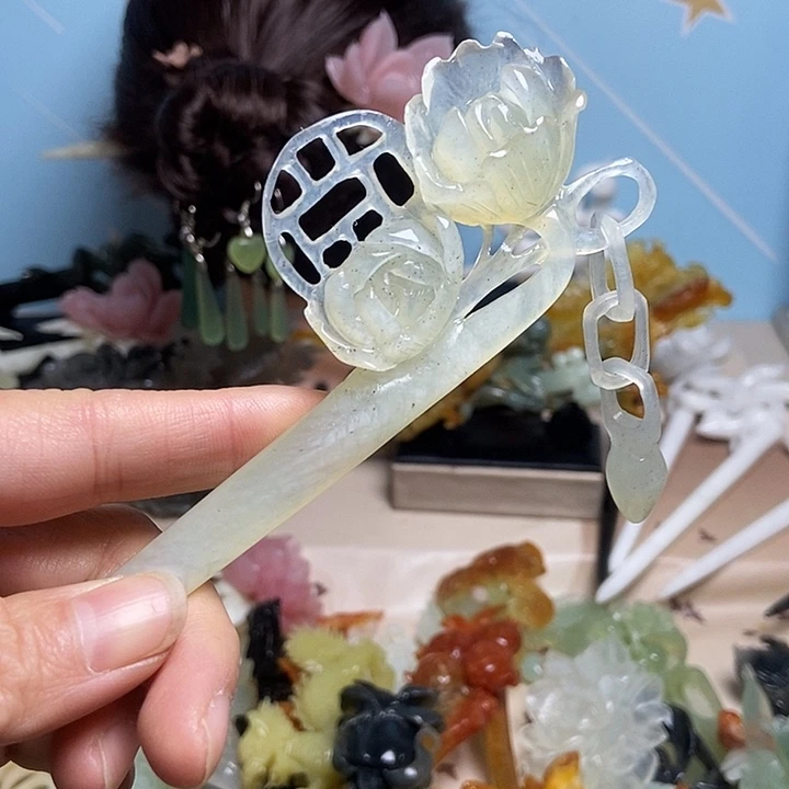 岫玉未镶嵌发簪发簪
