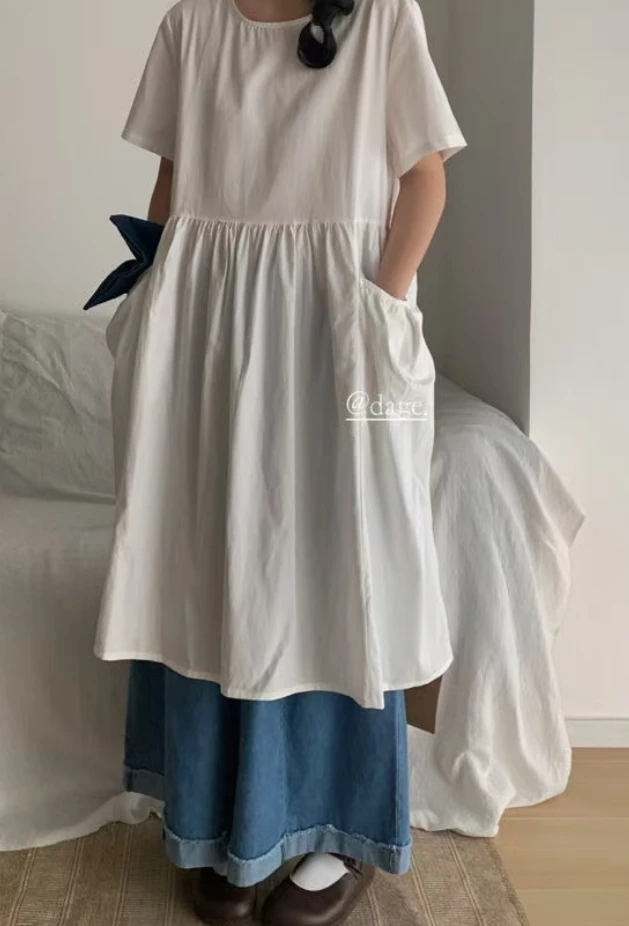 米多多 DAGE（50086#）日系慵懒百搭气质舒适设计感裙 kc