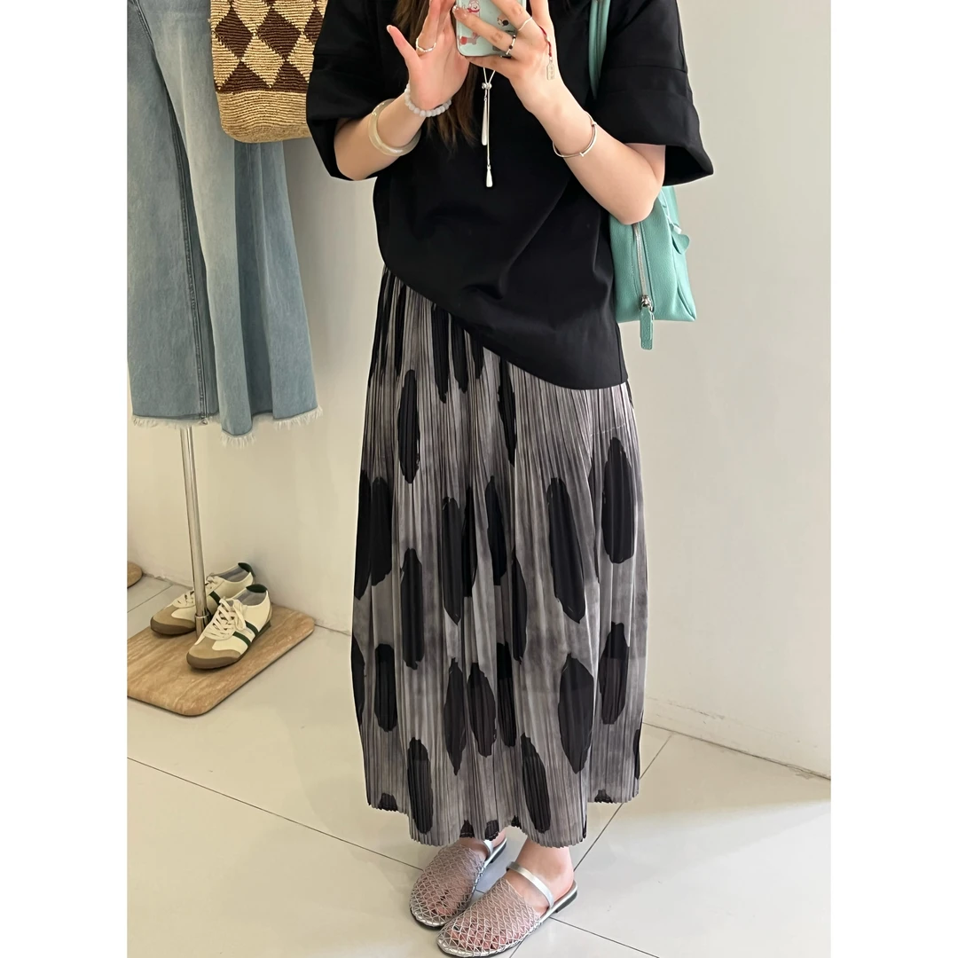 zhukele  经典褶皱半身裙  高腰半裙休闲百搭显瘦宽松