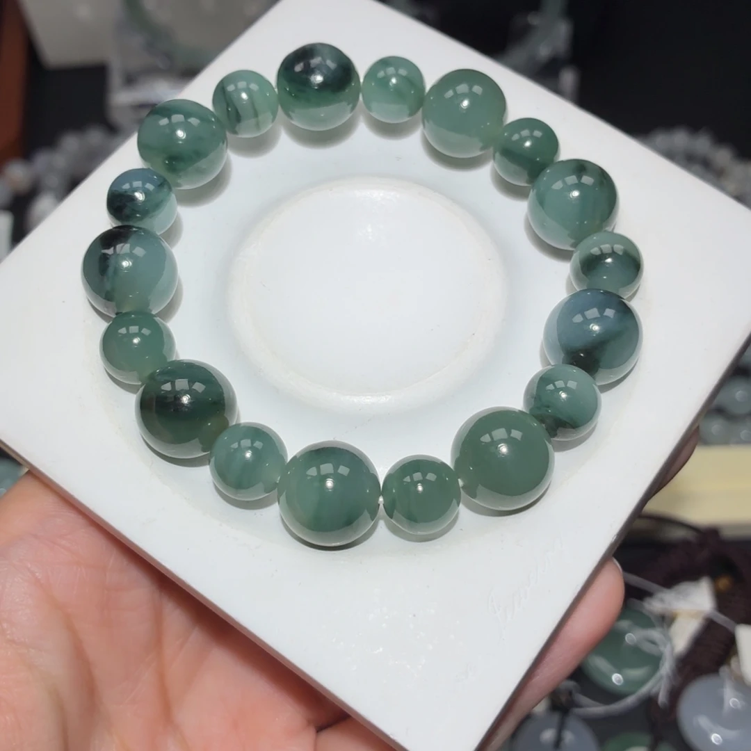 翡翠未镶嵌手链翡翠天然A货飘蓝塔珠
