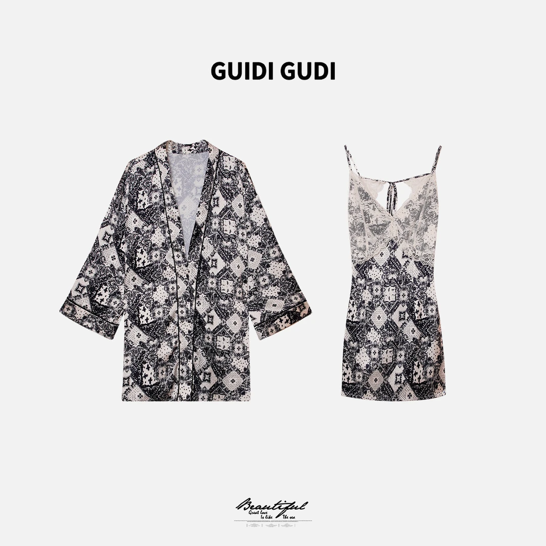 GUIDI GUDI【圆梦】黄加蓝三件套抹胸+外套+连衣裙套装 D9520497SH