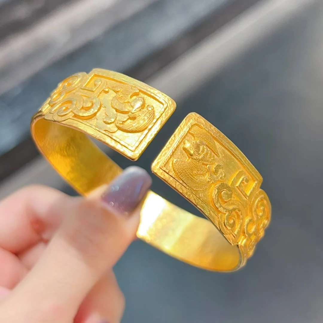 【新美源】足金999 錾刻工艺 寿喜福气镯