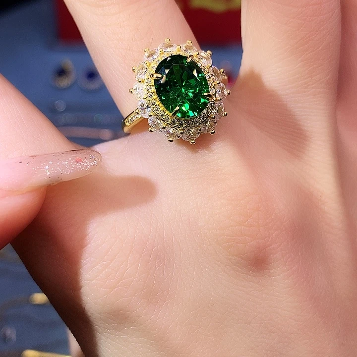 透辉石戒指银S925镶嵌