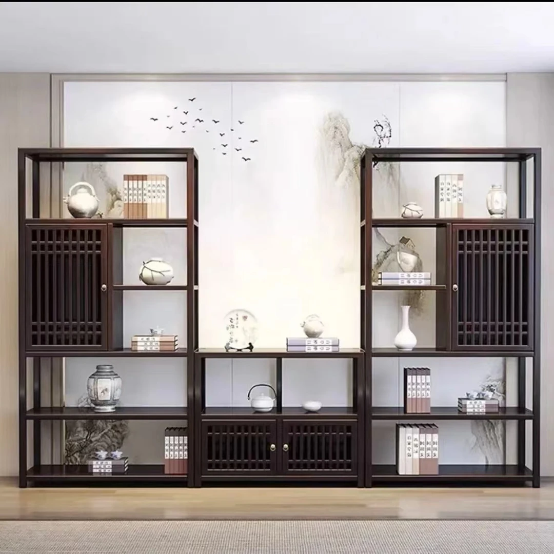 实木博古架新中式置物架多层多宝阁书柜架隔断玄关客厅名酒展示柜