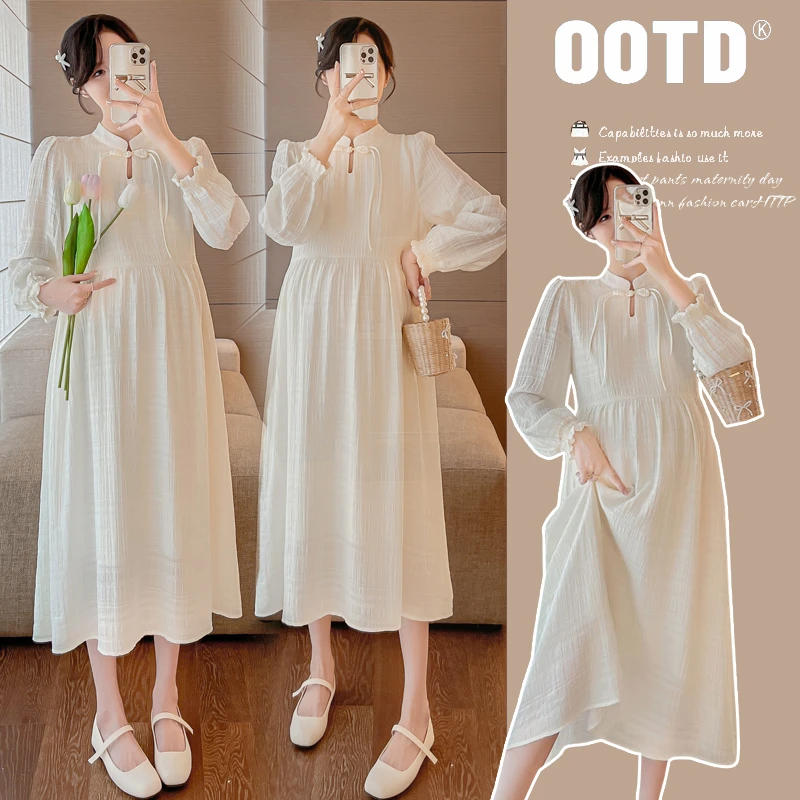 MIMI~孕妇装2025春秋季新款气质新中式国风复古高级孕妇连衣裙女