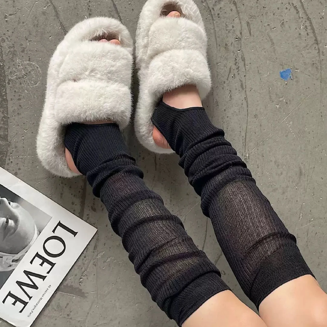 多色百搭四季款纯色踩脚袜套女中筒堆堆小腿袜