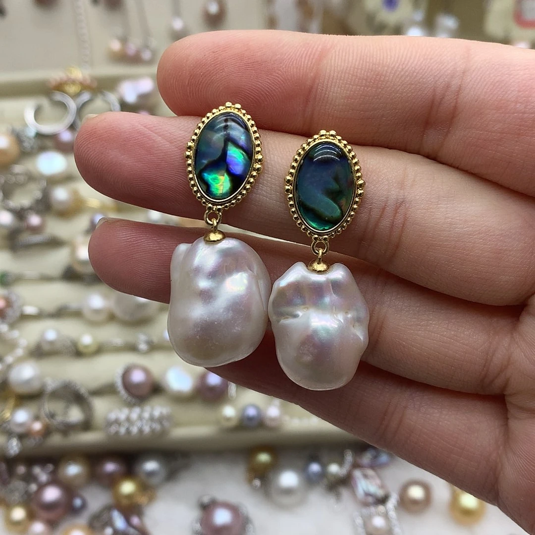 合金耳饰淡水珍珠