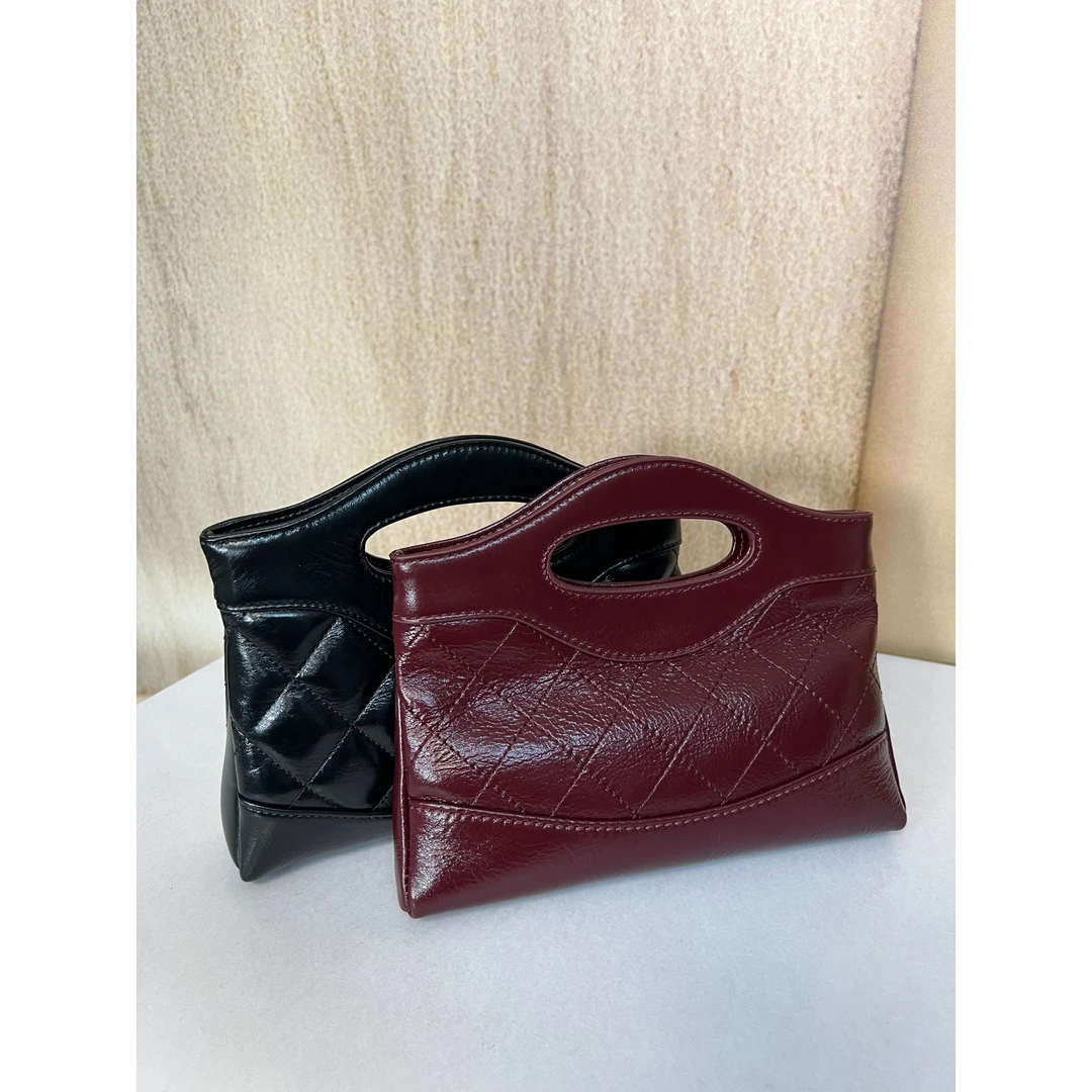 TOLEX2025新款手工百搭手工女包小椭圆黑红黄粉色21cm