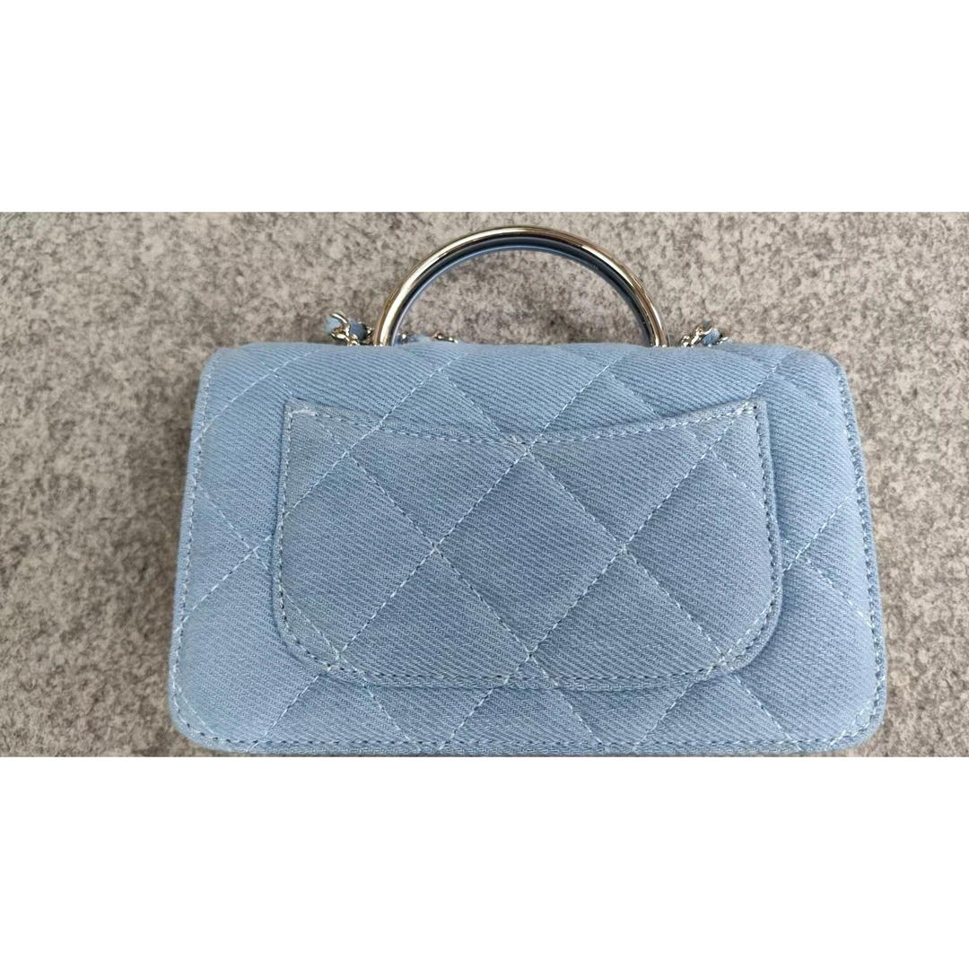 TOLEX2025新款女包时尚复古牛仔手柄蓝色19cm