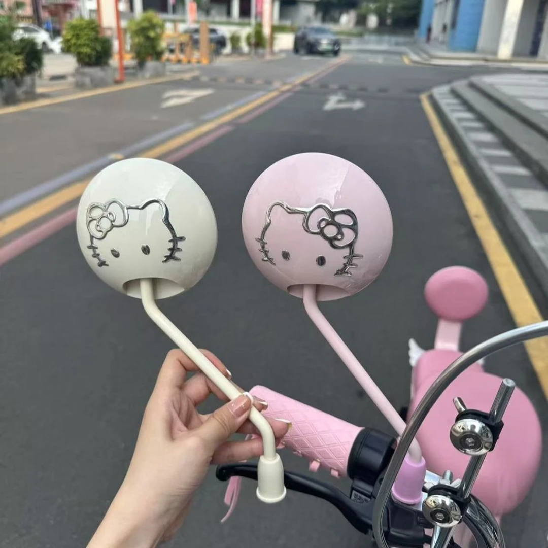 可爱KT猫电动车后视镜电瓶车圆镜爱玛雅迪台铃通用倒车反光镜子