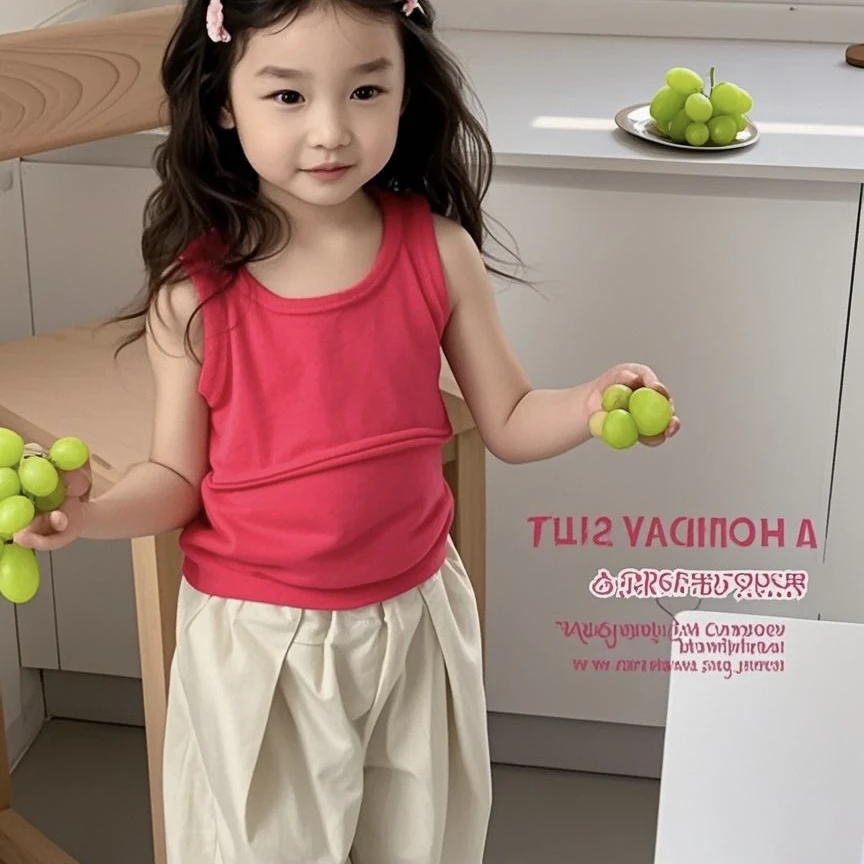 【陈思晨】女童套装背心上衣休闲棉裤套宝宝时尚韩版走秀宽松童装