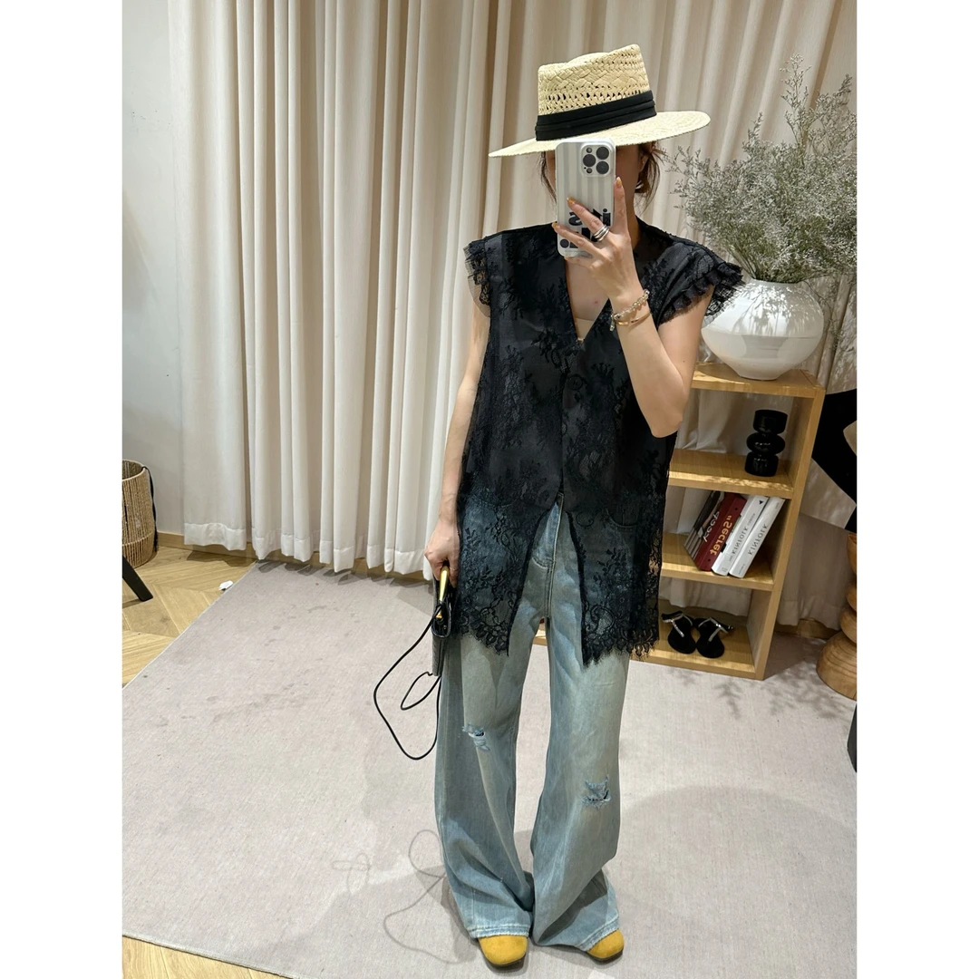 【Da Wang】蕾丝拼接设计感时尚马甲