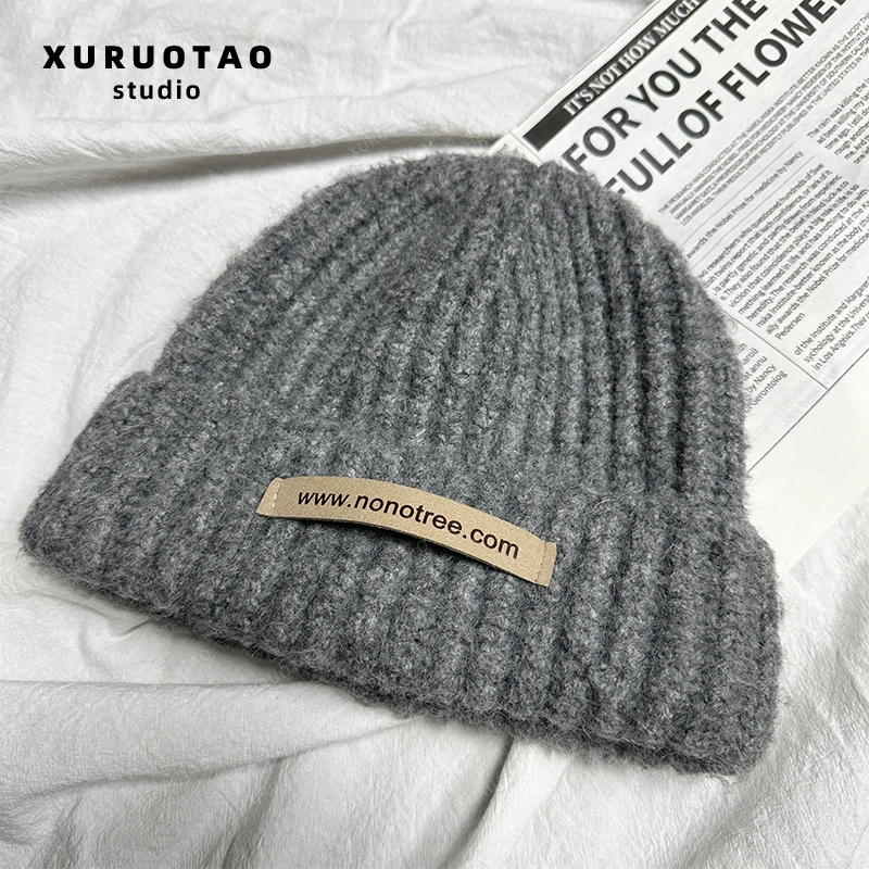 XURUOTAO【灰色毛线帽】羊毛百搭时髦氛围感灰色帽子 T5771