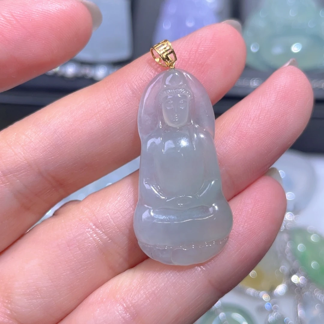 颈饰18K金镶嵌翡翠翡翠