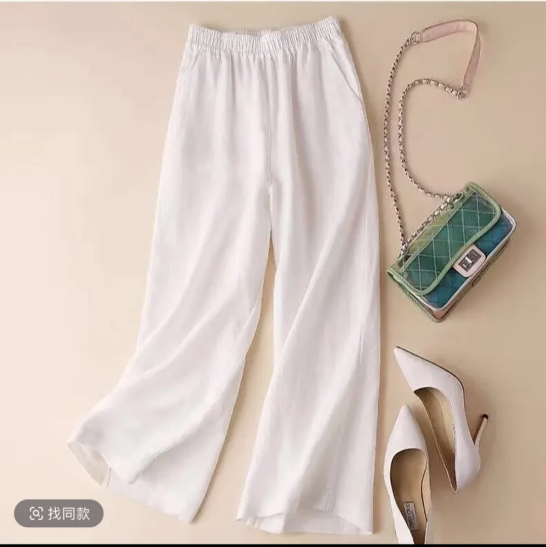 棉麻阔腿裤女夏新款亚麻女裤薄款大码宽松休闲裤高腰直筒裤