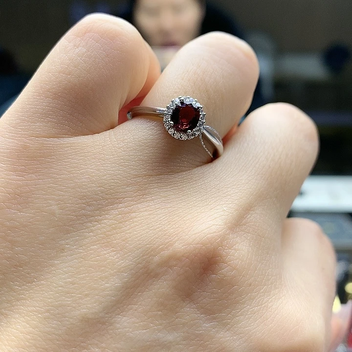 碧玺戒指银S925镶嵌纯天然