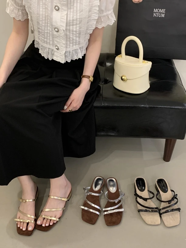 配裙子凉拖鞋女夏季氛围感女鞋2025夏季度假高级感旅游露趾凉拖鞋