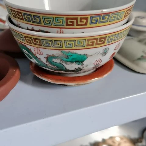 摆件平***哥双龙流通碗瓷摆件