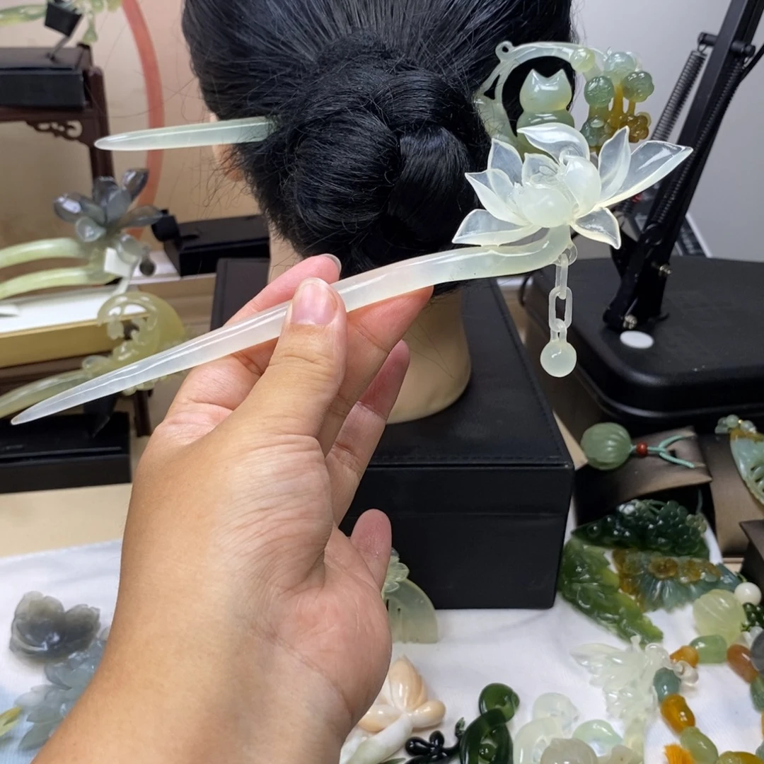 蛇纹石玉合金发饰