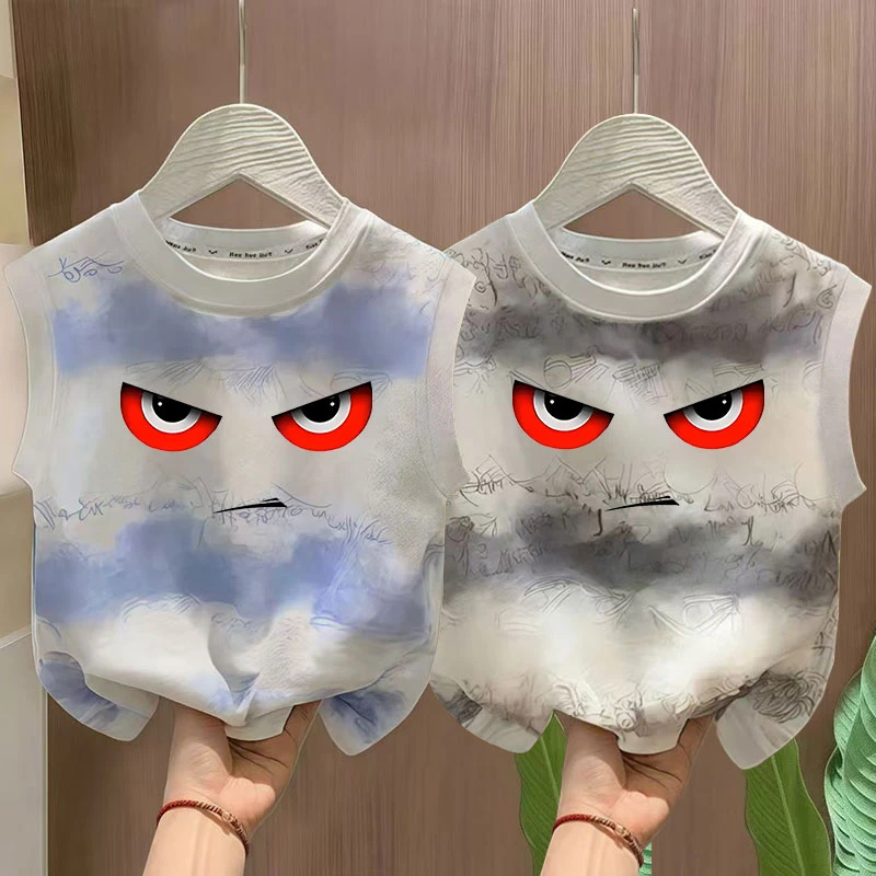 纯棉透气男童卡通动漫圆领无袖夏季薄款童装男孩背心儿童运动印花