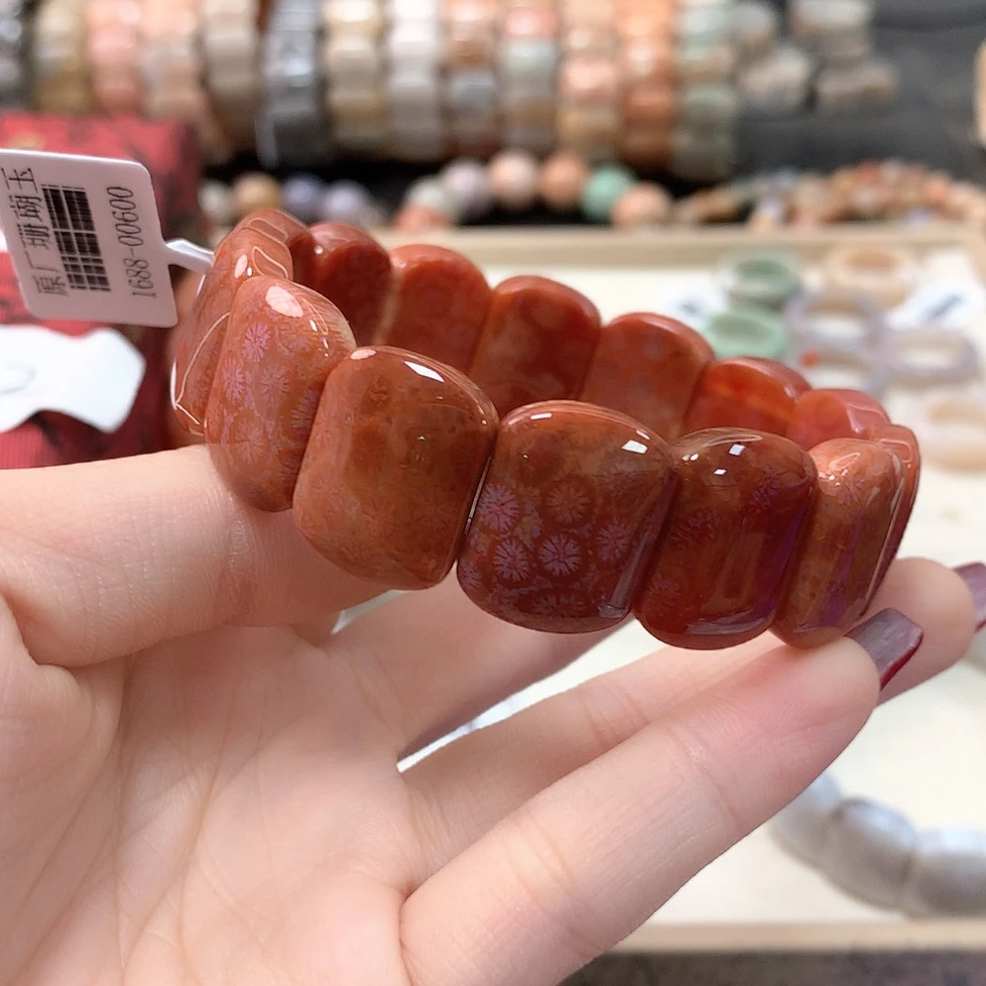 硅化珊瑚（珊瑚玉）手链未镶嵌小***?818