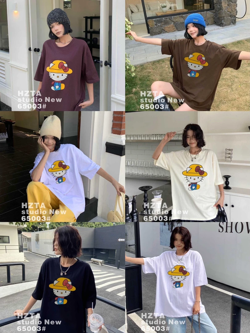 米多多 HZTA#65003#卡通小猫T恤