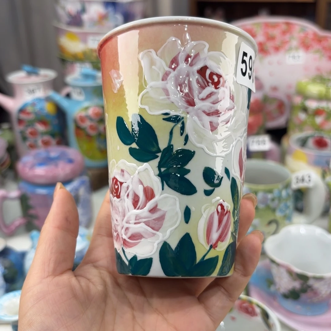 瓷片景德镇手绘高温釉下彩陶瓷茶具