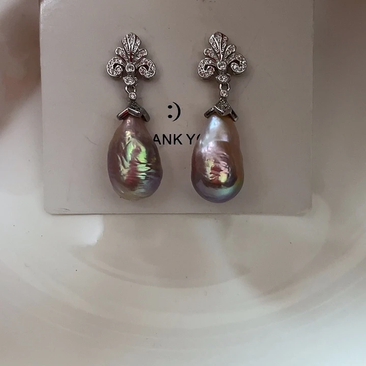 淡水珍珠耳饰银S925镶嵌