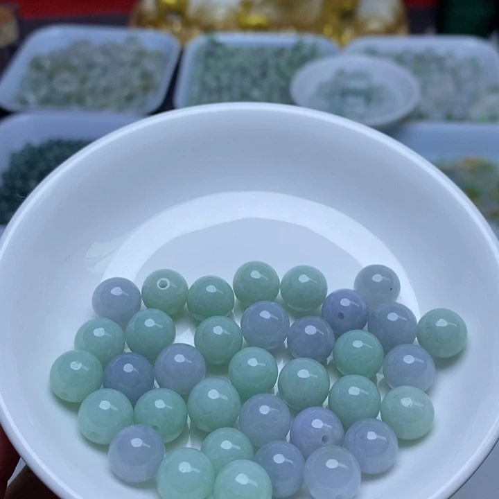 翡翠未镶嵌手链卡10冰紫绿10个