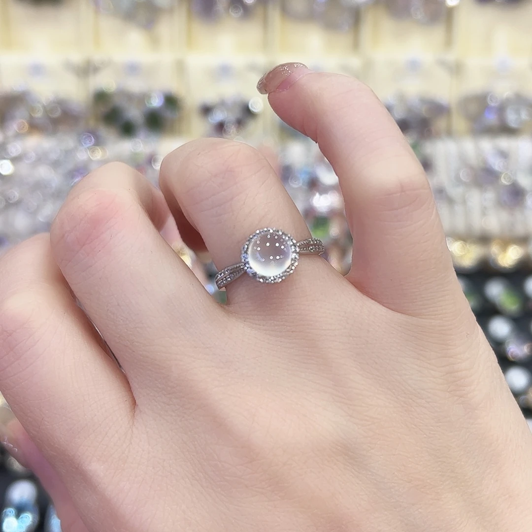 蛇纹石玉银S925镶嵌戒指