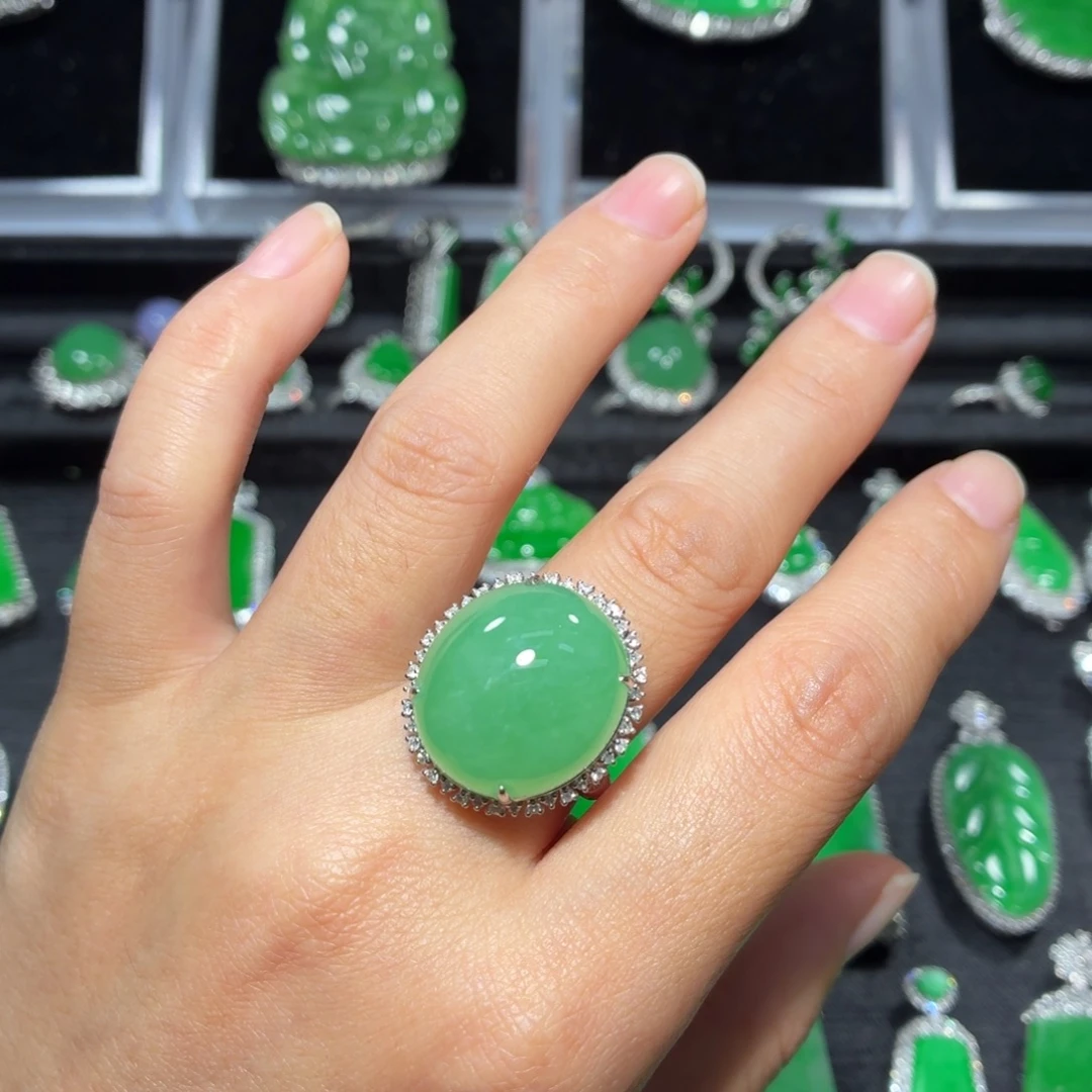 翡翠18K金镶嵌吊坠(不含链)155号