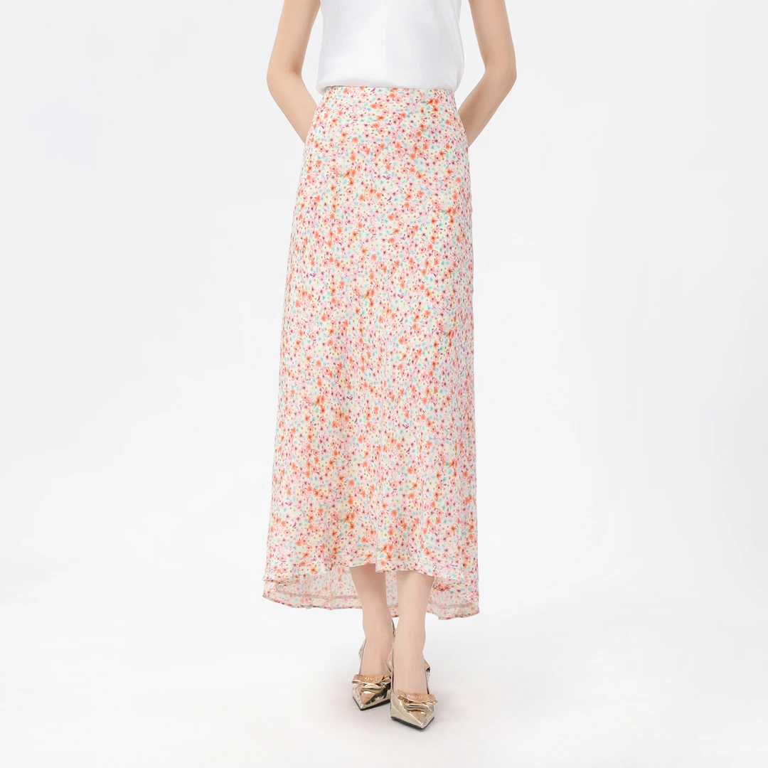 GIRDEAR/哥弟新款中长款高腰高级浪漫碎花百搭半身裙时尚120003