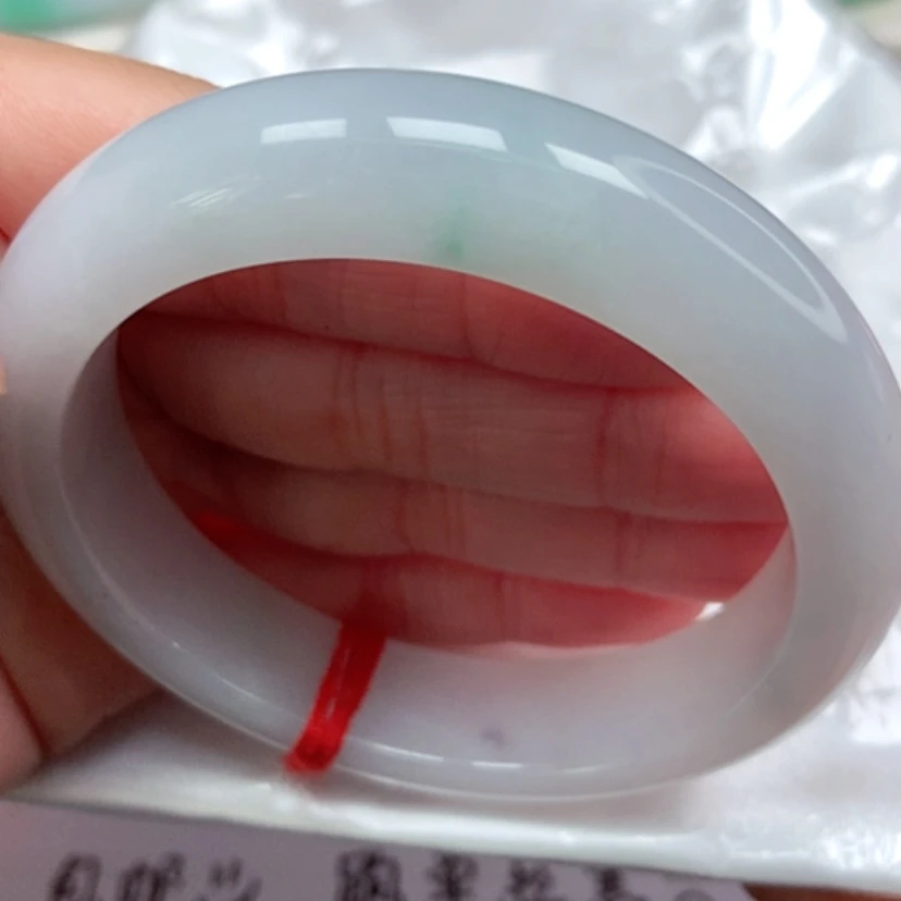 【闪购商品】翡翠手镯未镶嵌冰胶飘绿手镯5354圈5号