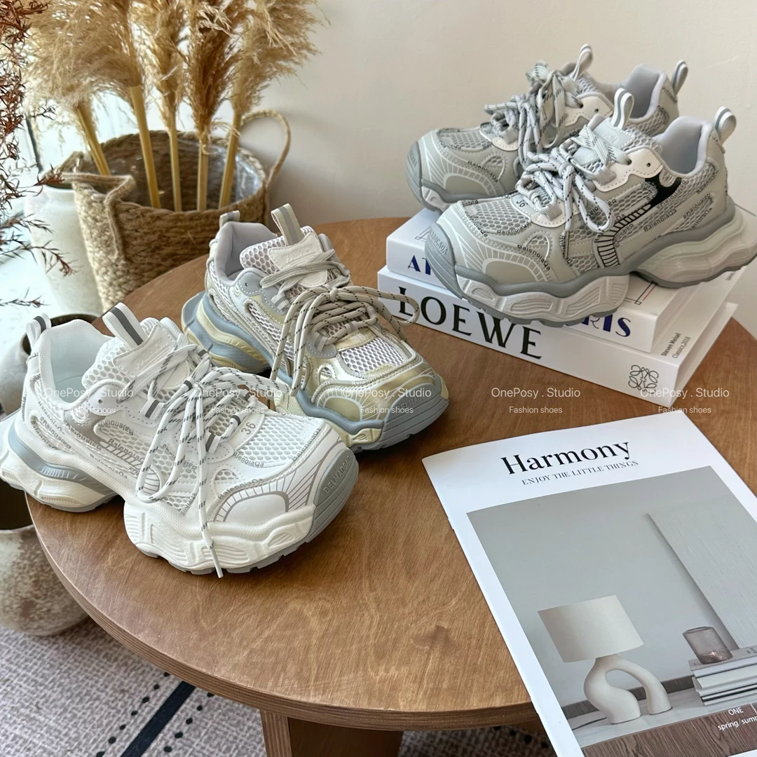 【OnePear】早春新款 | 2026新卷边方头增高百搭时尚休闲女鞋老爹鞋