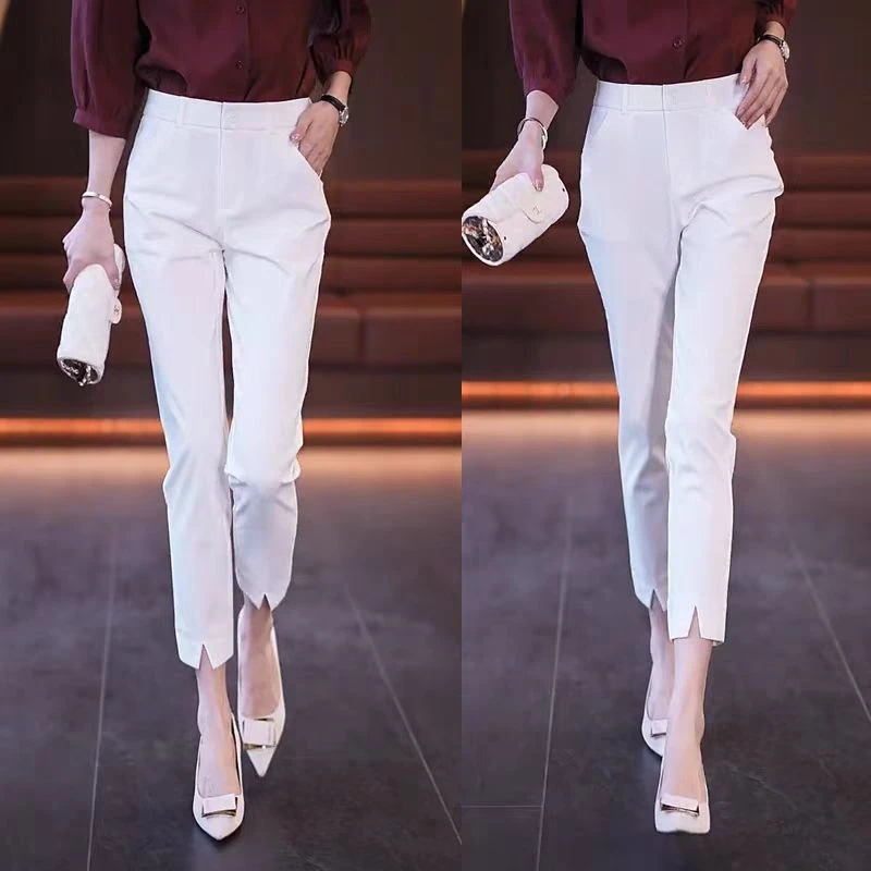 1239春季新款小脚裤休闲九分裤高腰百搭女