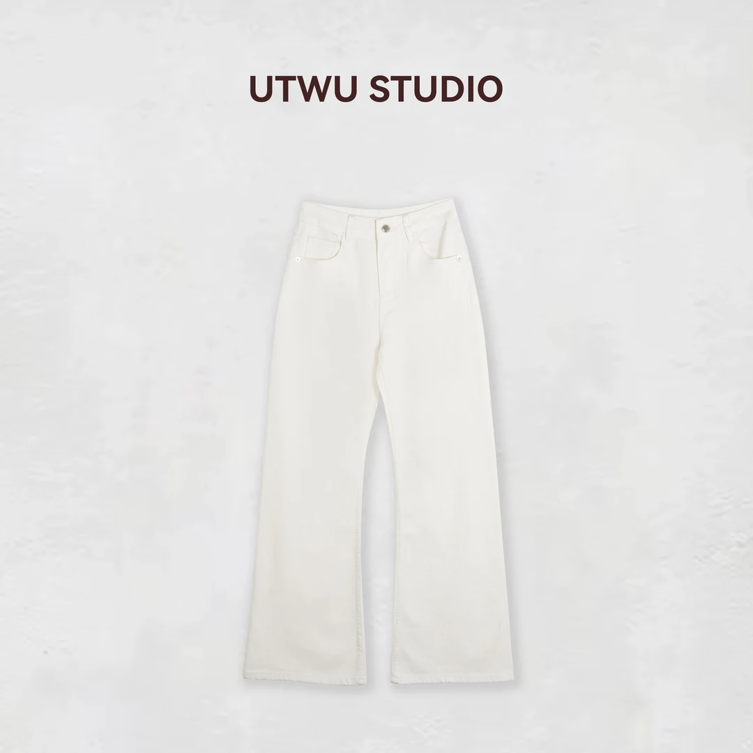 UTWU小敏「城市休闲」桑蚕丝混纺百搭一片式无缝直筒微喇裤S25N1003