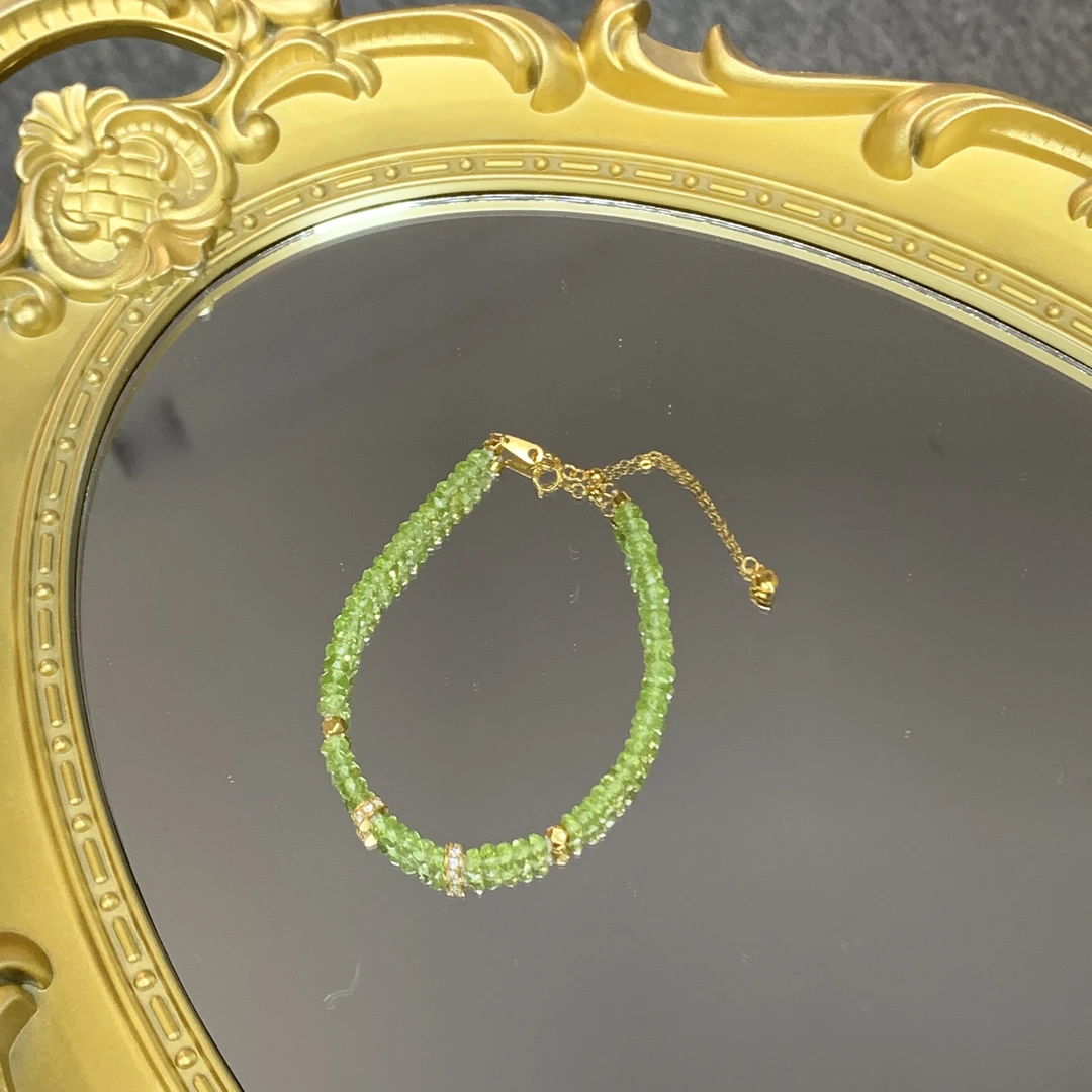 橄榄石刻面手链4mm s925尾链B287多样性发货一件