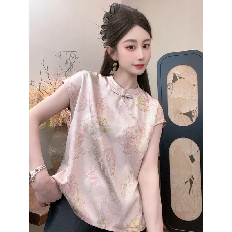 【桃园】2025夏季新款气质百搭显瘦新中式短袖女日常宽松