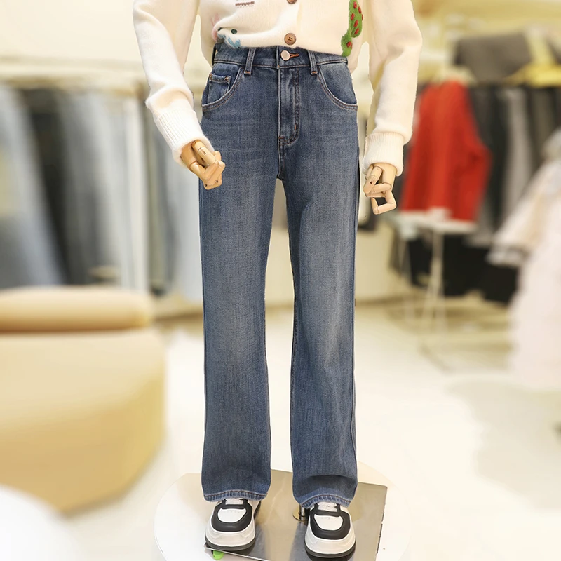 【福利】大码女装牛仔裤女春季新款胖妹妹MM显瘦直筒百搭/25010