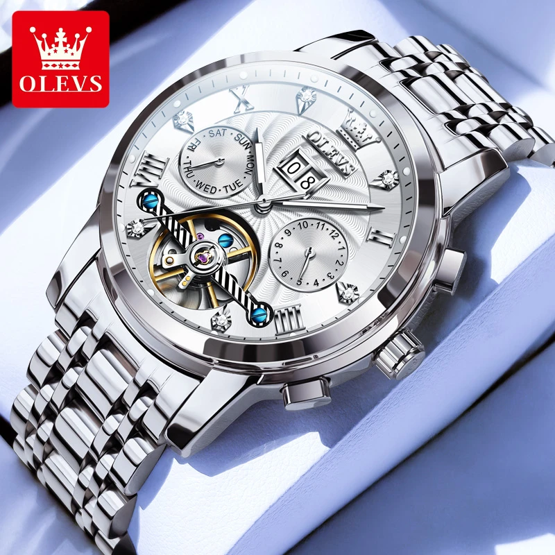 瑞士认证欧利时手表男士夜光防水机械表全自动经典镂空商务风腕表