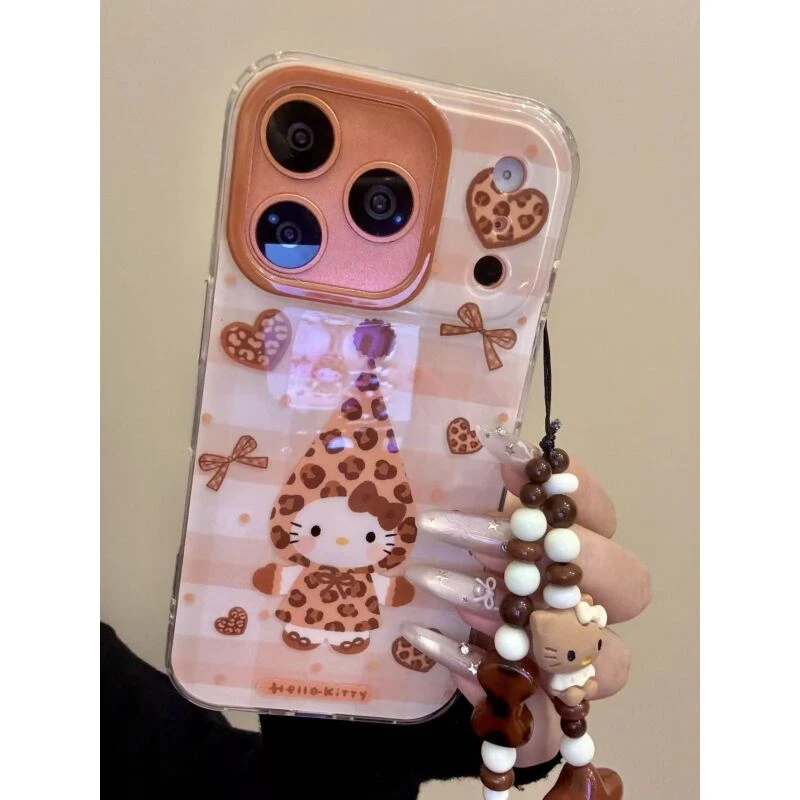 韩系ins豹纹爱心长帽猫咪适用于iphone17promax苹果16pro手机壳15