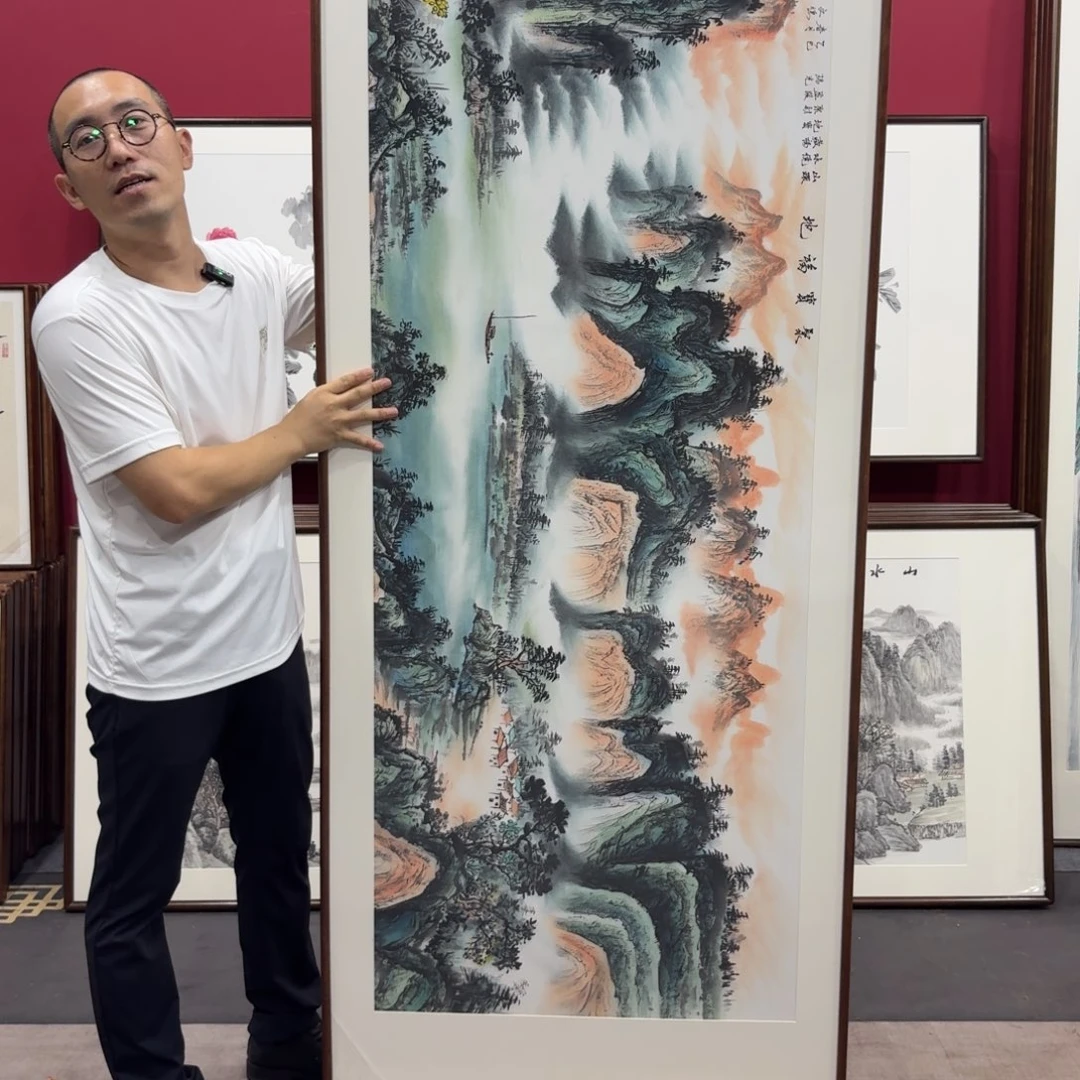 国画带框绘画210/80尺寸
