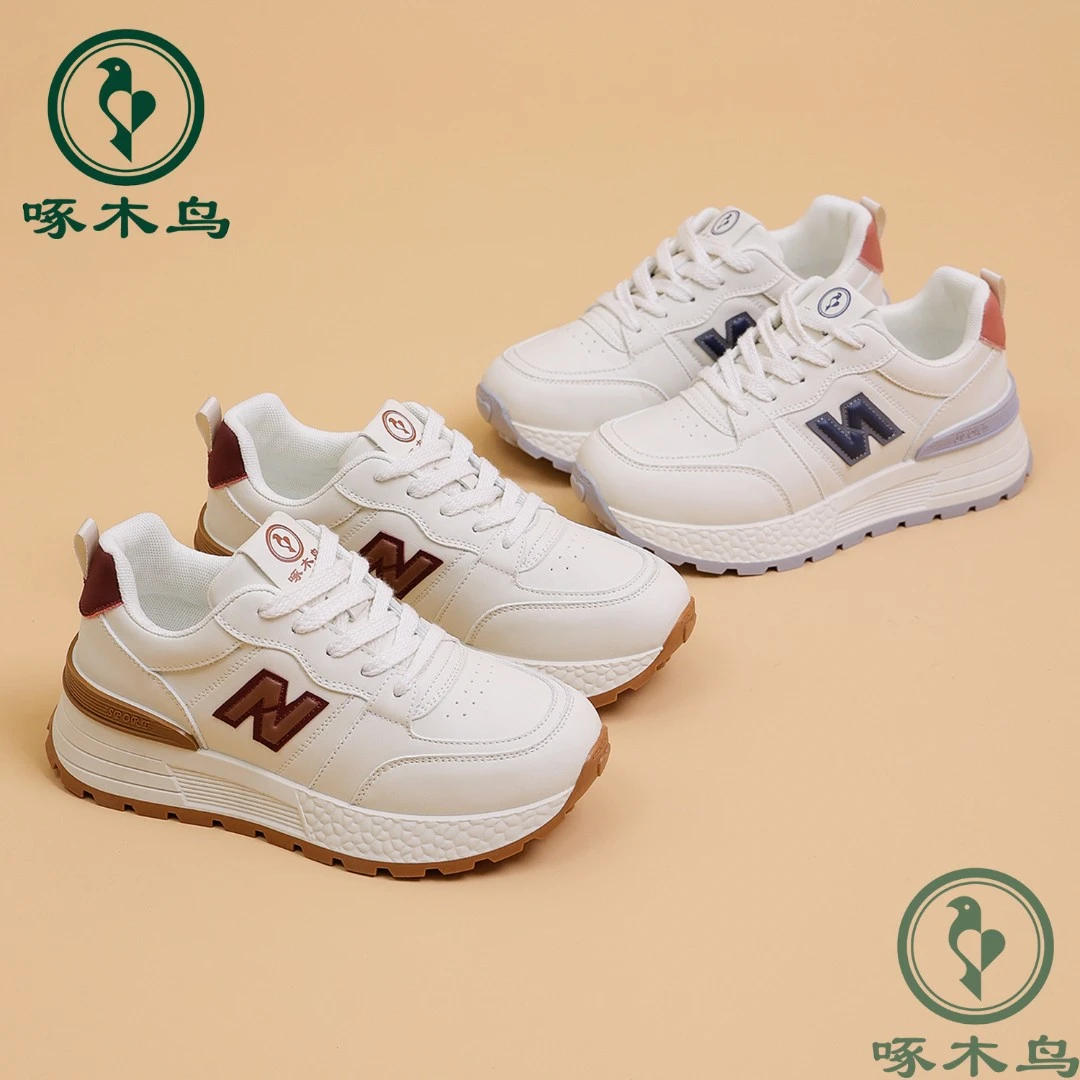 woodpecker/啄木鸟厚底阿甘鞋女2025春新款百搭时尚休闲运动鞋女