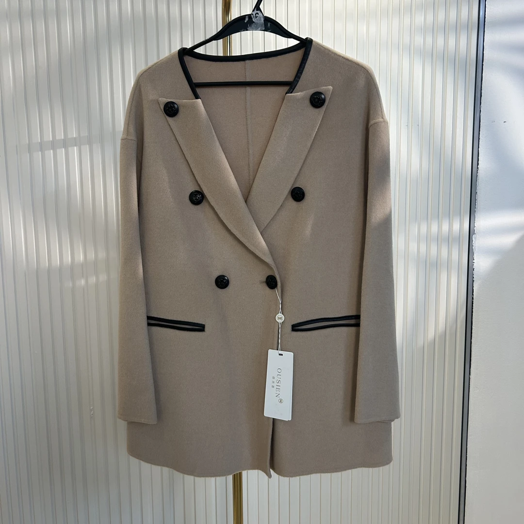 秋冬气质高级感中长款双面羊毛大衣（061890）